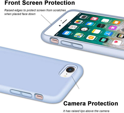Iphone SE Case 2022/2020, Iphone 8 Case, Iphone 7 Case, Non-Slip Liquid Silicone Gel Rubber Bumper Phone Case Soft Microfiber Lining Hard Shockproof Protective Cases Cover 4.7", Light Blue