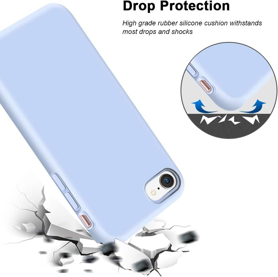 Iphone SE Case 2022/2020, Iphone 8 Case, Iphone 7 Case, Non-Slip Liquid Silicone Gel Rubber Bumper Phone Case Soft Microfiber Lining Hard Shockproof Protective Cases Cover 4.7", Light Blue
