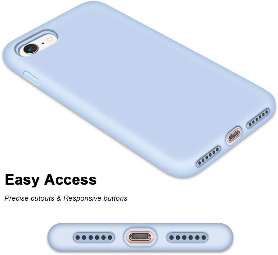 Iphone SE Case 2022/2020, Iphone 8 Case, Iphone 7 Case, Non-Slip Liquid Silicone Gel Rubber Bumper Phone Case Soft Microfiber Lining Hard Shockproof Protective Cases Cover 4.7", Light Blue
